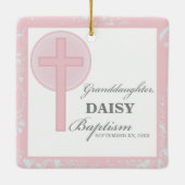 Taufe Großtochter Pink Lace Personalisiert Keramikornament (Rückseite)