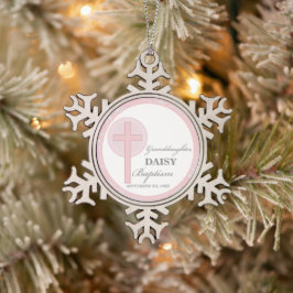 Taufe Großtochter Pink Lace Personalisiert Schneeflocken Zinn-Ornament