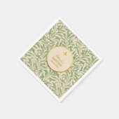 Taufe Grün Blätter Imitate Gold Willow Bough Morri Serviette (Ecke)