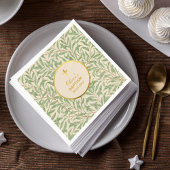 Taufe Grün Blätter Imitate Gold Willow Bough Morri Serviette