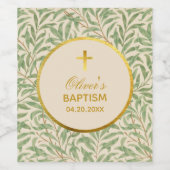 Taufe Grün Blätter Imitate Gold Willow Bough Morri Weinetikett (Einzelnes Label)