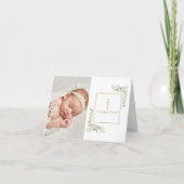 Taufe Grünen Foto Danke Karte (Vorderseite)