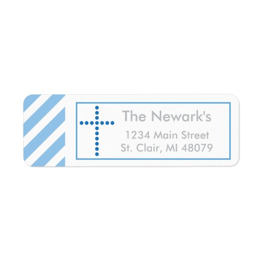 Taufe, heilige Kommune | Blue Cross Address Label (Vorne)