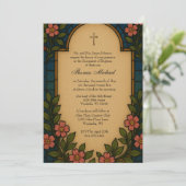 Taufe Heiliger Gold aus festem Glas Einladung (Stehend Vorderseite)