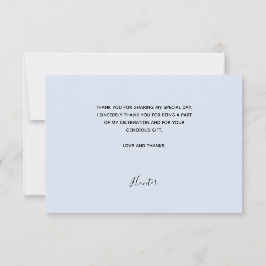 Taufe hellblauer Foto-Drehknabe Dankeskarte (Rückseite)