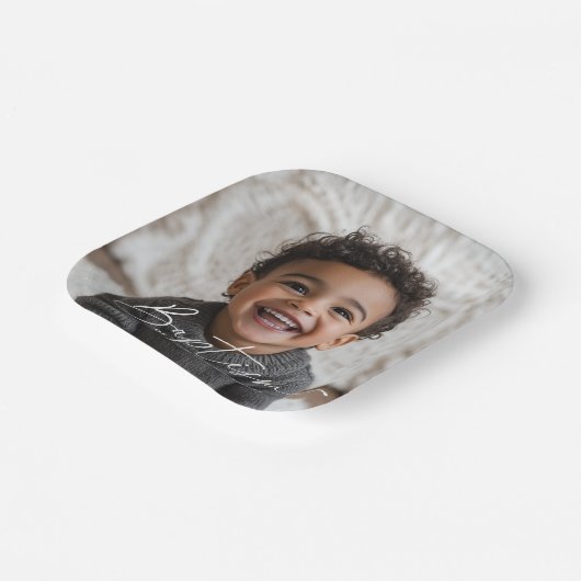 Taufe im runden Foto Pappteller (Gewinkelt)