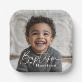 Taufe im runden Foto Pappteller (Vorderseite)
