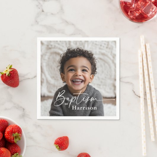 Taufe im runden Foto Serviette (Beispiel)