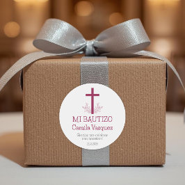 Taufe im Spanisch Simple Bautizo Cross und in den  Runder Aufkleber