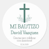 Taufe im Spanisch Simple Bautizo Cross und in den  Runder Aufkleber (Vorderseite)