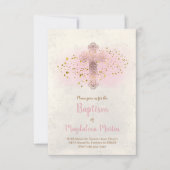 Taufe IMITATE Glitzer und rosa Aquarell Einladung (Vorderseite)