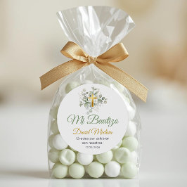 Taufe in den Niedlichen grünen Blätter der spanisc Runder Aufkleber