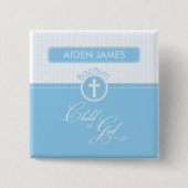 Taufe, Individuelle Name, Blaues Kind Gottes Button (Vorderseite)