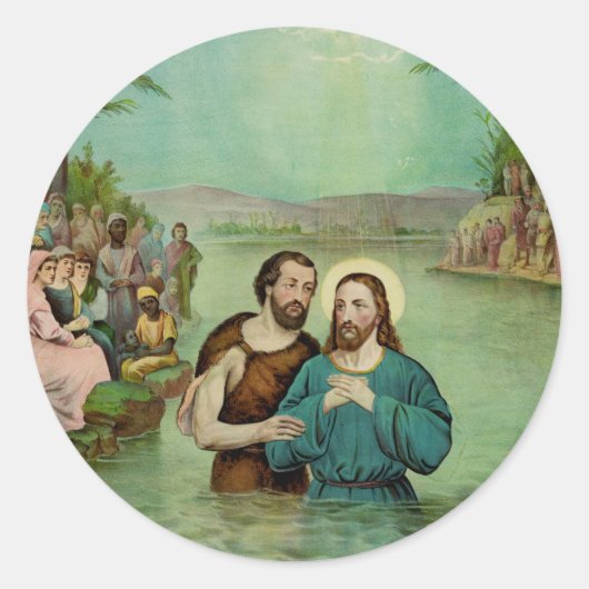 Taufe Jesu Christi Runder Aufkleber (Vorderseite)