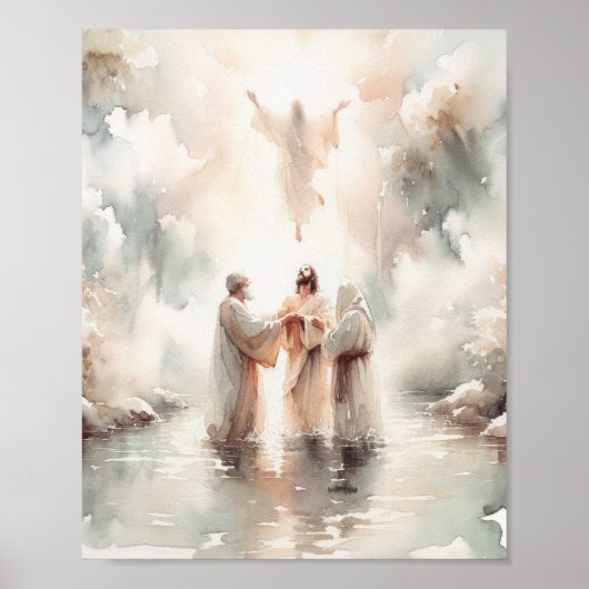 Taufe Jesu, Digitaldruck, Wasserfarbe Jesus Poster (Vorne)
