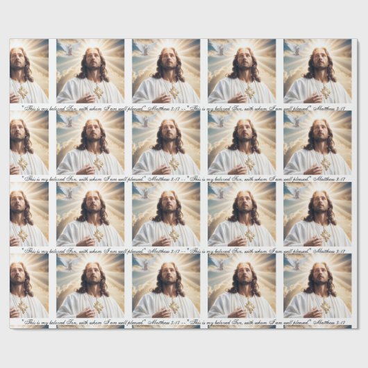 Taufe Jesus Heiliger Geist Dove Matthew 3:17 Text Geschenkpapier (Flach)