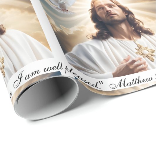Taufe Jesus Heiliger Geist Dove Matthew 3:17 Text Geschenkpapier (Rolleneckpunkt)