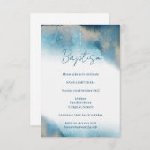 Taufe Junge Einladung. Blau und Gold Einladung (Vorne/Hinten)