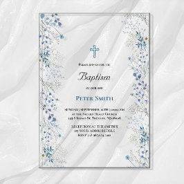 Taufe kleine blaue Aquarellfarben-Blume Acryleinladungen