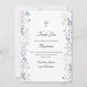 Taufe kleine blaue Aquarellfarben Blume vielen Dan Einladung (Vorderseite)