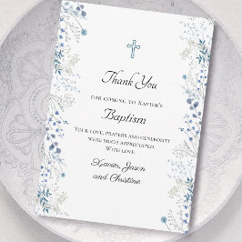 Taufe kleine blaue Aquarellfarben Blume vielen Dan Einladung