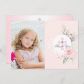 Taufe Kommune Bestätigung Girl Floral FOTO T Dankeskarte (Vorne/Hinten)