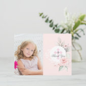 Taufe Kommune Bestätigung Girl Floral FOTO T Dankeskarte (Stehend Vorderseite)