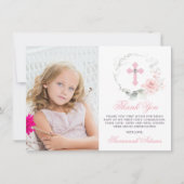 Taufe Kommune Bestätigung Girl Floral FOTO T Dankeskarte (Vorderseite)