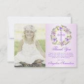 Taufe Kommune Bestätigung Mädchen Lila FOTO Dankeskarte (Vorderseite)