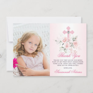 Taufe Kommunion Firmung Mädchen Floral FOTO Dankeskarte