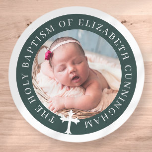 Taufe Kundenspezifisches Foto und Kreuz Runder Aufkleber