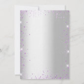 Taufe Lavendel silber violett Glitzern Luxus Einladung (Rückseite)