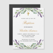 Taufe Lavendel Veilchen Blütenblättriger Eukalyptu Magneteinladung (Vorne/Hinten)