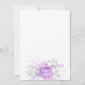 Taufe lila Blumen Mädchen elegant weiß Einladung (Rückseite)