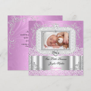 Taufe Mädchen Christening Baptism rosa lila Einladung