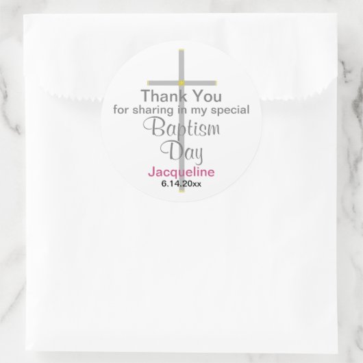 Taufe Mädchen Danke, dass ihr Round Stickers (Tasche)