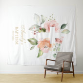 Taufe Mädchen Hintergrund - Rosa Blume kreuzen Wandteppich (Beispiel (Horizontal))