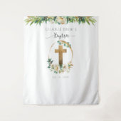 Taufe Mädchen / Junge Elegante Grünpflanzen Foto H Wandteppich (Vorderseite)