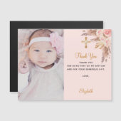 Taufe Mädchen pink Foto danke Magnet (Vorne/Hinten)