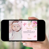 Taufe Mädchen rosa Rosa Foto danke Karte