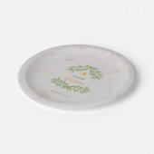 Taufe Marble Foliage Grüne Imitate Gold Script Pappteller (Schrägansicht)