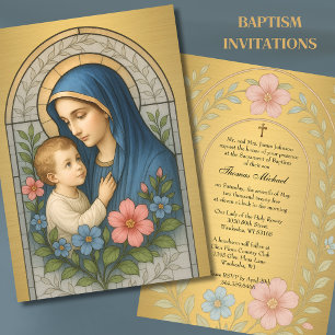 Taufe Maria Jesus Buntglas Einladung