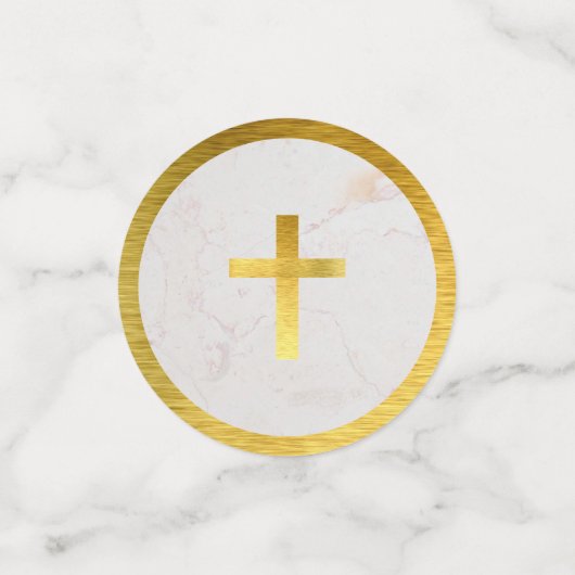 Taufe Marmor-Imitate Gold Foil Cross Elegantes Skr Konfetti (Klein Vorderseite)