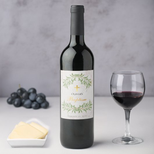 Taufe Marmorfoliage Imitate Gold Foil Script Weinetikett