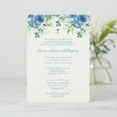 Taufe Mary Jesus Blue Blumengebirge Kleeblätter Einladung (Stehend Vorderseite)