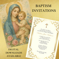 Taufe Mary mit Jesus Pink Roses Vintag