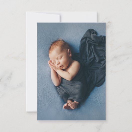 Taufe mit blauen Blütenblättern dank Karte (Rückseite)