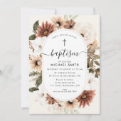 Taufe mit boho-Blumenschrift Einladung (Vorderseite)