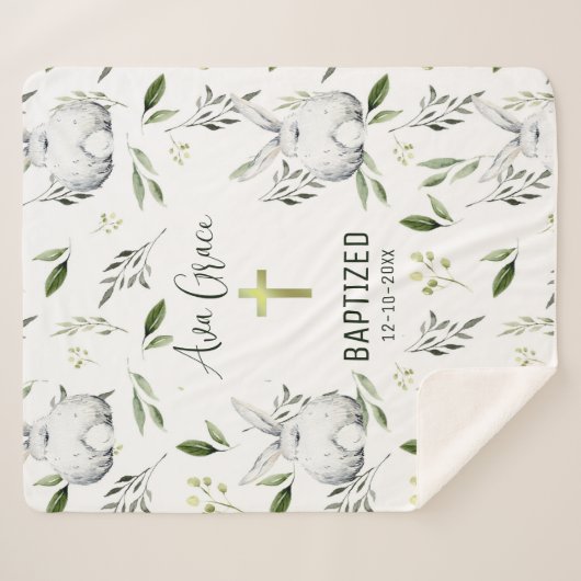 Taufe mit Cross, Bunny Sherpa Fleece Blanket Sherpadecke (Vorderseite (Horizontal))