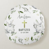 Taufe mit Kreuz, sonnig Rundes Kissen (Vorderseite)